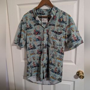 RSVLTS Mens Shirt Green Nickelodeon SpongeBob Squarepants Button Up Medium